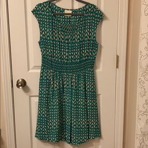 Maeve Teal and Cream Chevron Midi Dress